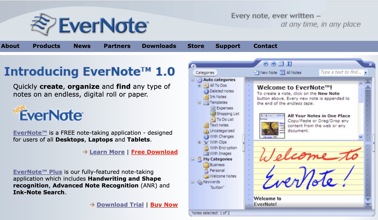 Evernote in 2005